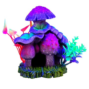 Marina iGlo Ornament - Mushroom House with Plants  (5.25 in)