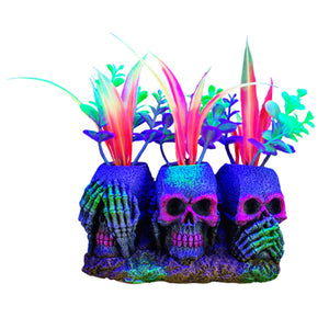 Marina iGlo Ornament - 3 Skulls with Plants  (5.5 in)